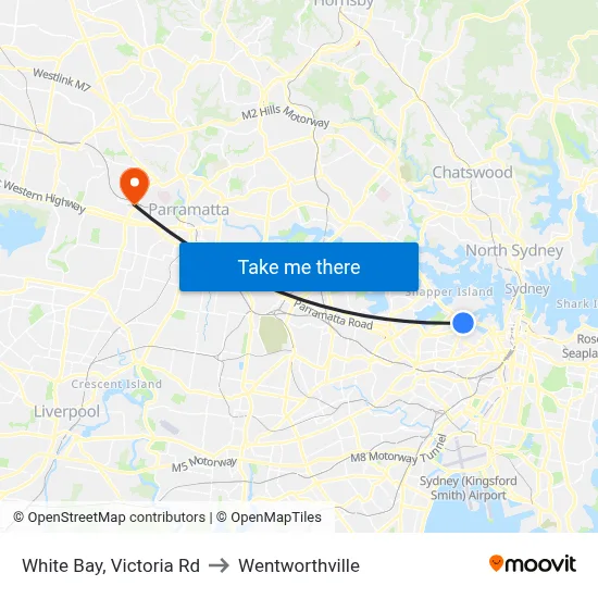 White Bay, Victoria Rd to Wentworthville map