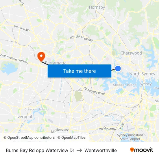 Burns Bay Rd opp Waterview Dr to Wentworthville map