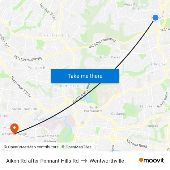 Aiken Rd after Pennant Hills Rd to Wentworthville map