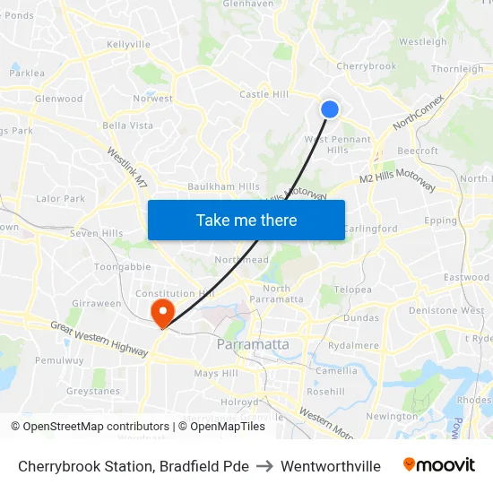 Cherrybrook Station, Bradfield Pde to Wentworthville map