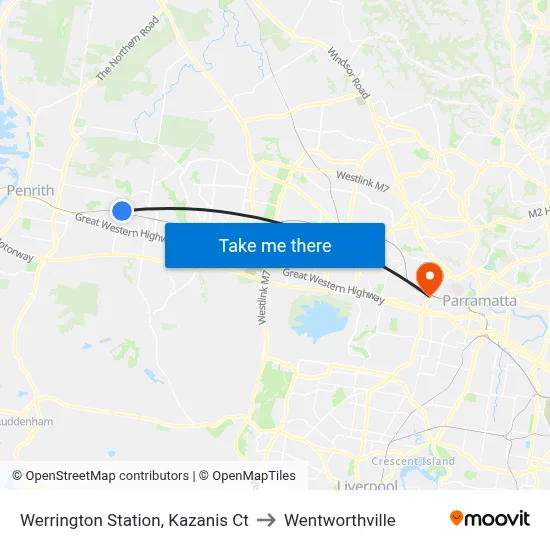 Werrington Station, Kazanis Ct to Wentworthville map