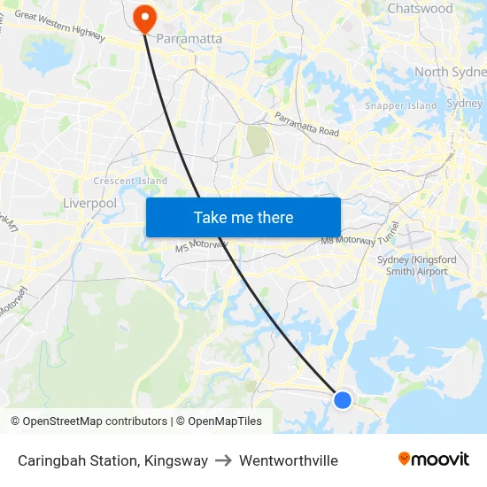 Caringbah Station, Kingsway to Wentworthville map