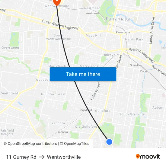 11 Gurney Rd to Wentworthville map
