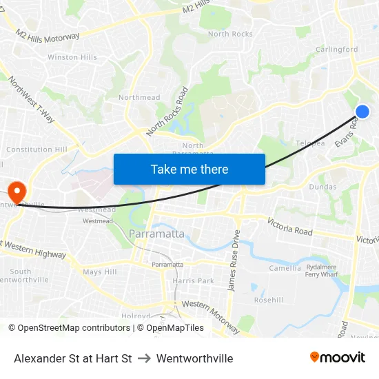 Alexander St at Hart St to Wentworthville map
