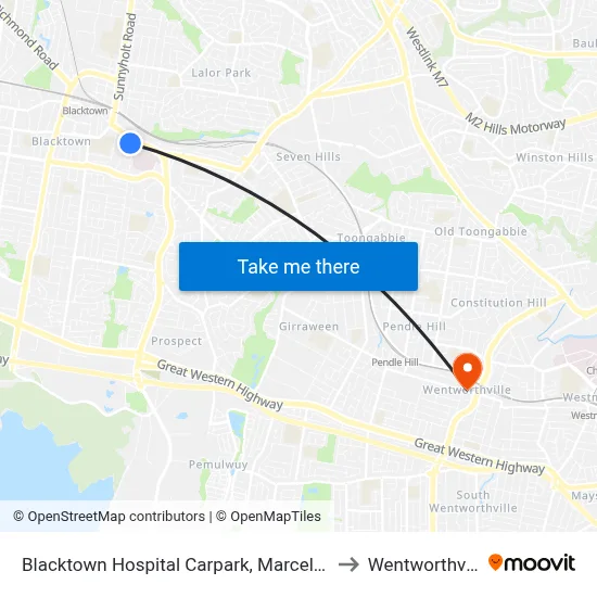 Blacktown Hospital Carpark, Marcel Cres to Wentworthville map