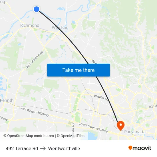 492 Terrace Rd to Wentworthville map