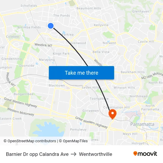 Barnier Dr opp Calandra Ave to Wentworthville map