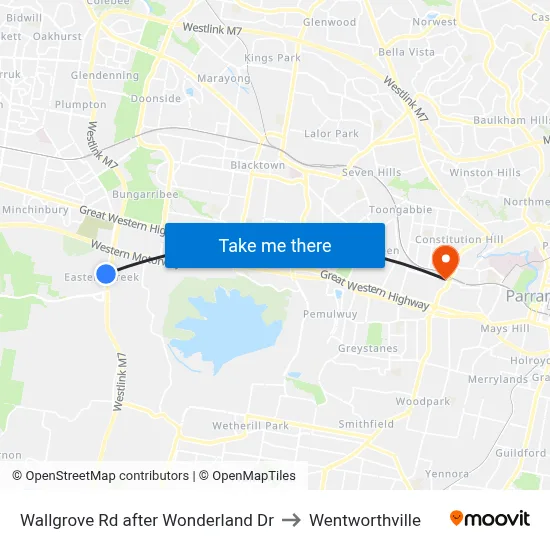 Wallgrove Rd after Wonderland Dr to Wentworthville map