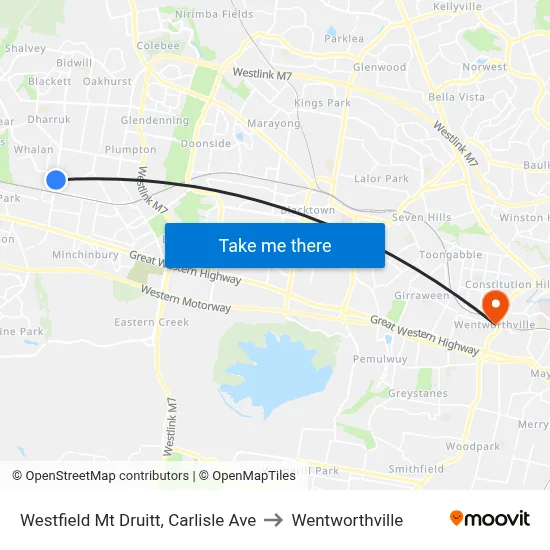 Westfield Mt Druitt, Carlisle Ave to Wentworthville map