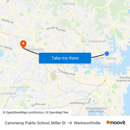 Cammeray Public School, Miller St to Wentworthville map