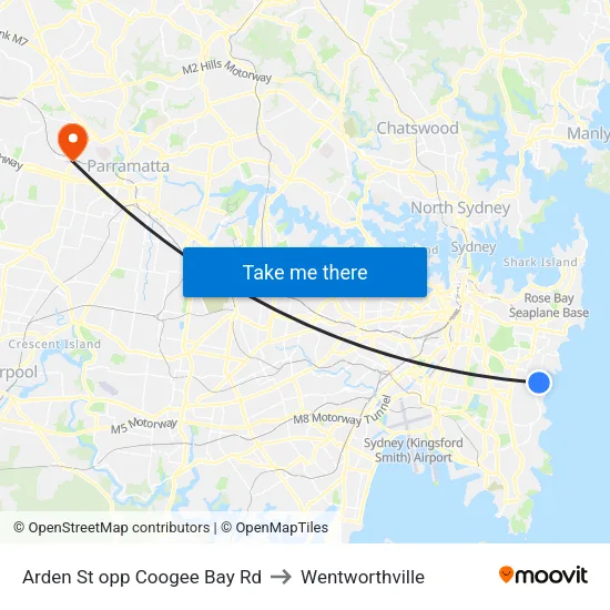Arden St opp Coogee Bay Rd to Wentworthville map