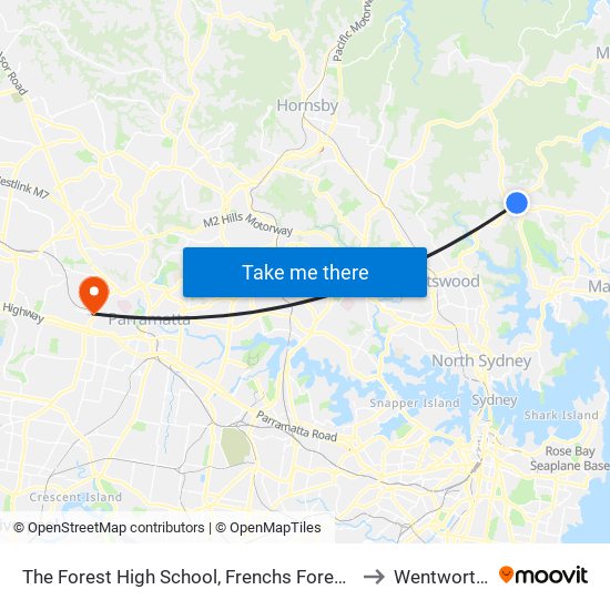 The Forest High School, Frenchs Forest Rd, Stand D to Wentworthville map