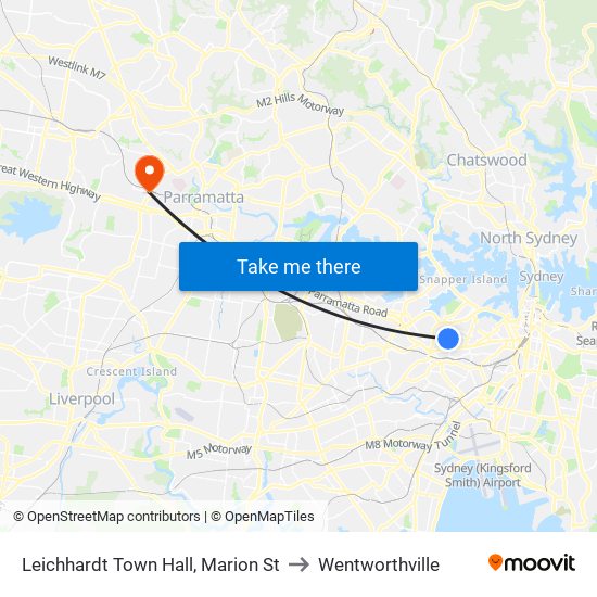 Leichhardt Town Hall, Marion St to Wentworthville map