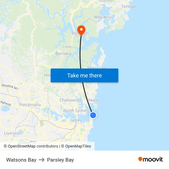 Watsons Bay to Parsley Bay map