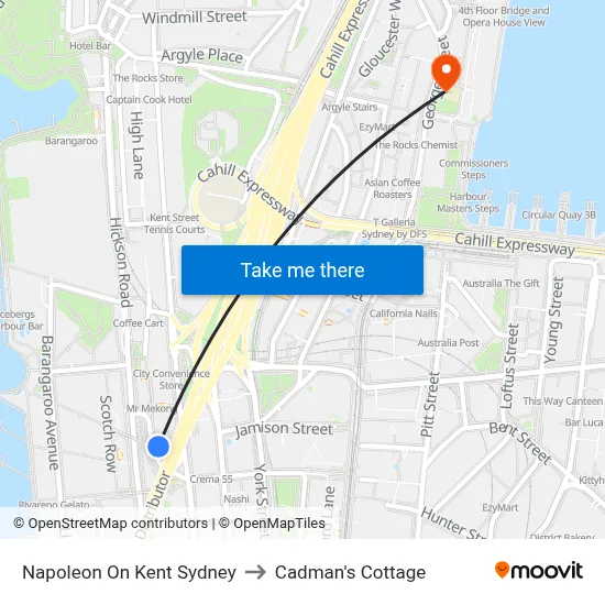 Napoleon On Kent Sydney to Cadman's Cottage map