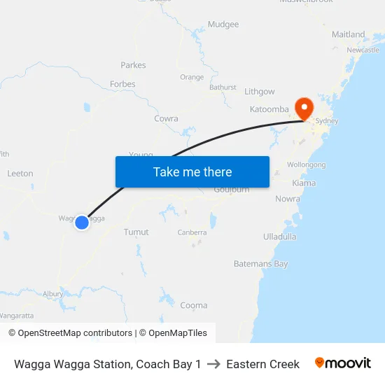 Wagga Wagga Station, Coach Bay 1 to Eastern Creek map