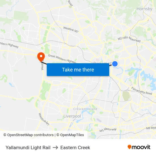 Yallamundi Light Rail to Eastern Creek map