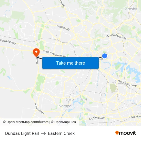 Dundas Light Rail to Eastern Creek map