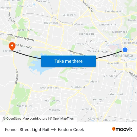 Fennell Street Light Rail to Eastern Creek map