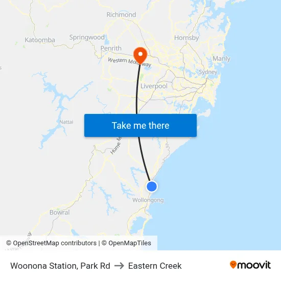 Woonona Station, Park Rd to Eastern Creek map