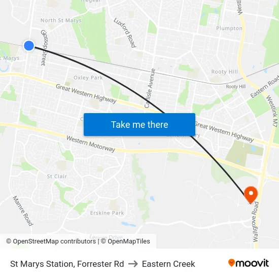 St Marys Station, Forrester Rd to Eastern Creek map