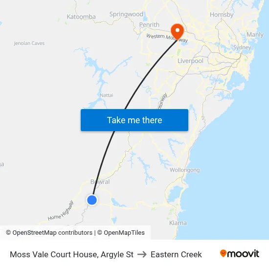 Moss Vale Court House, Argyle St to Eastern Creek map