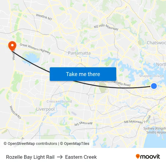 Rozelle Bay Light Rail to Eastern Creek map