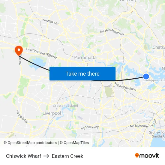 Chiswick Wharf to Eastern Creek map