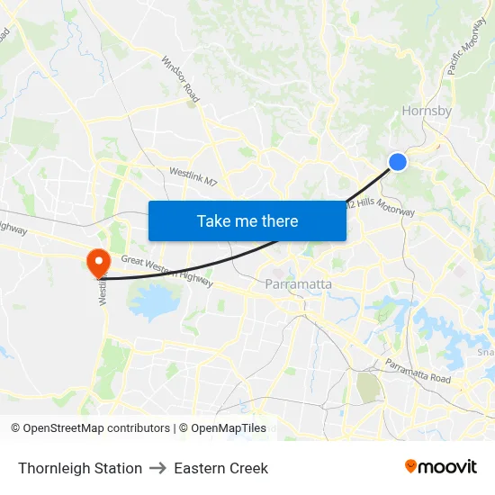 Thornleigh Station to Eastern Creek map