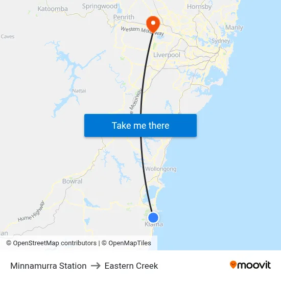 Minnamurra Station to Eastern Creek map