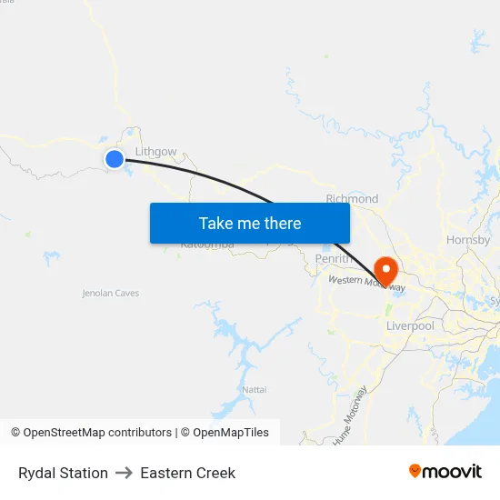 Rydal Station to Eastern Creek map