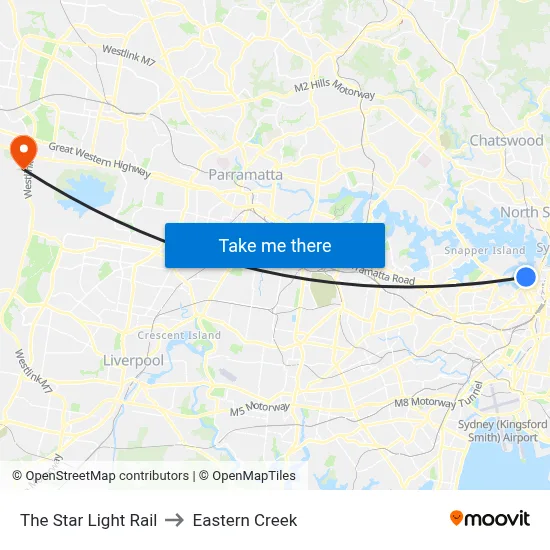 The Star Light Rail to Eastern Creek map