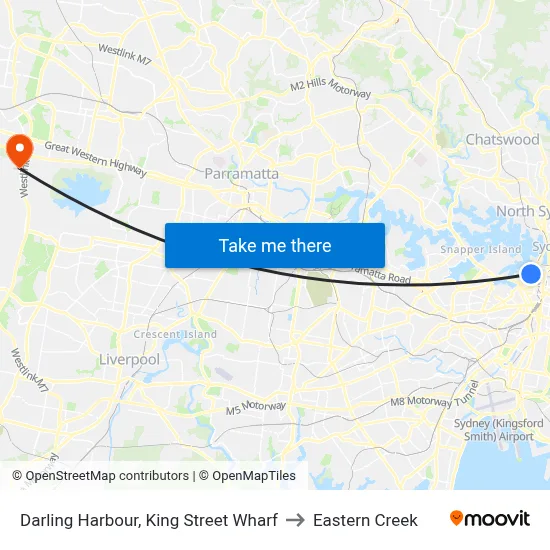 Darling Harbour, King Street Wharf to Eastern Creek map