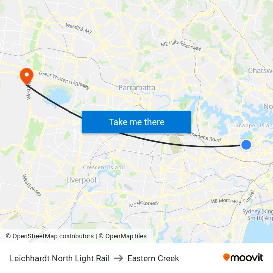 Leichhardt North Light Rail to Eastern Creek map