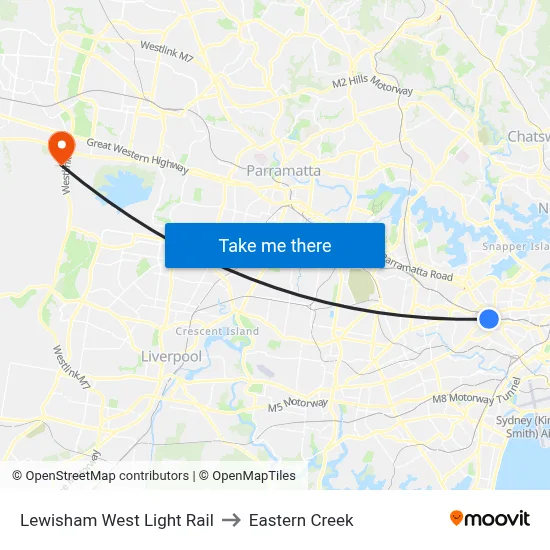 Lewisham West Light Rail to Eastern Creek map