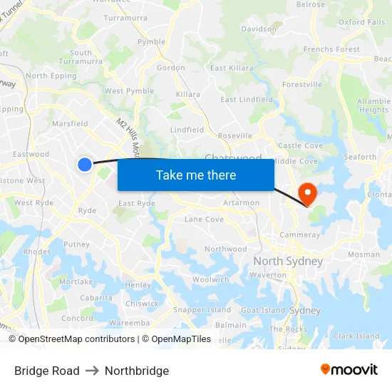 Bridge Road to Northbridge map