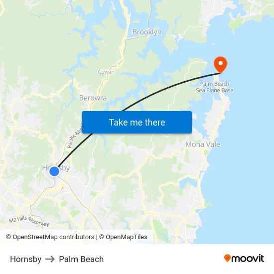 Hornsby to Palm Beach map