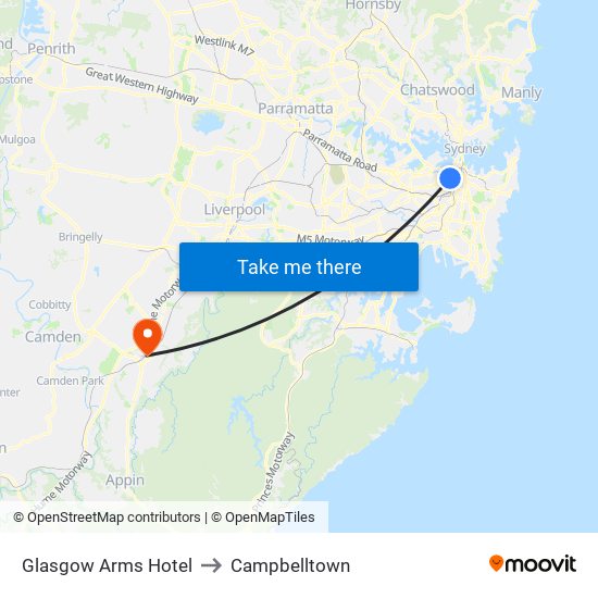 Glasgow Arms Hotel to Campbelltown map