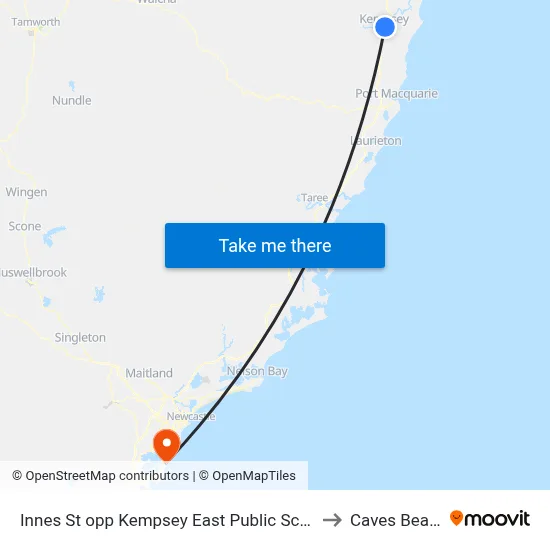 Innes St opp Kempsey East Public School to Caves Beach map