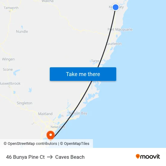 46 Bunya Pine Ct to Caves Beach map