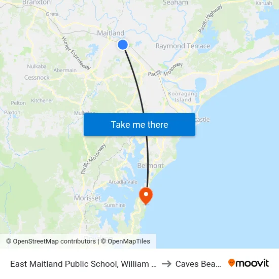 East Maitland Public School, William St to Caves Beach map