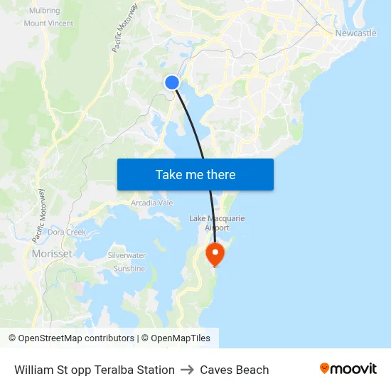 William St opp Teralba Station to Caves Beach map