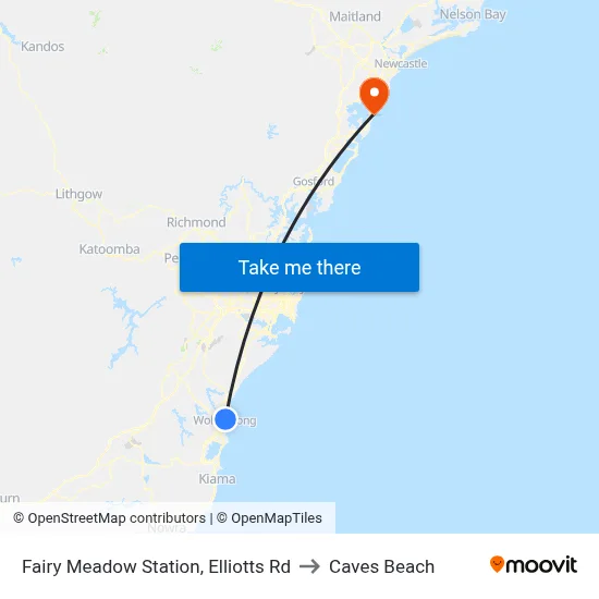 Fairy Meadow Station, Elliotts Rd to Caves Beach map