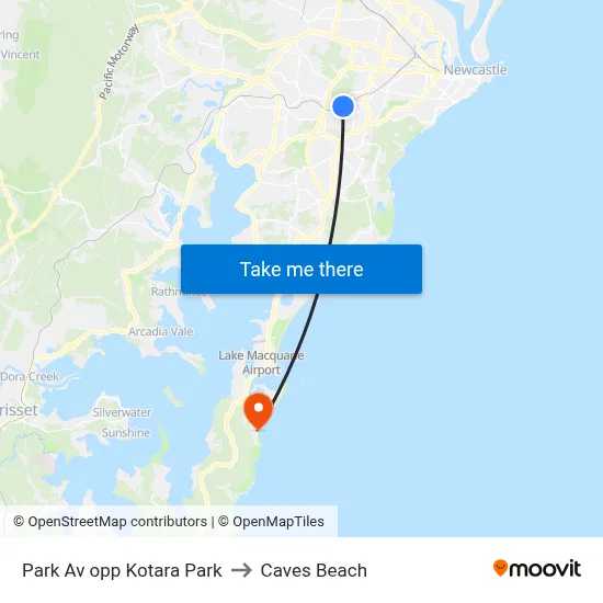 Park Av opp Kotara Park to Caves Beach map