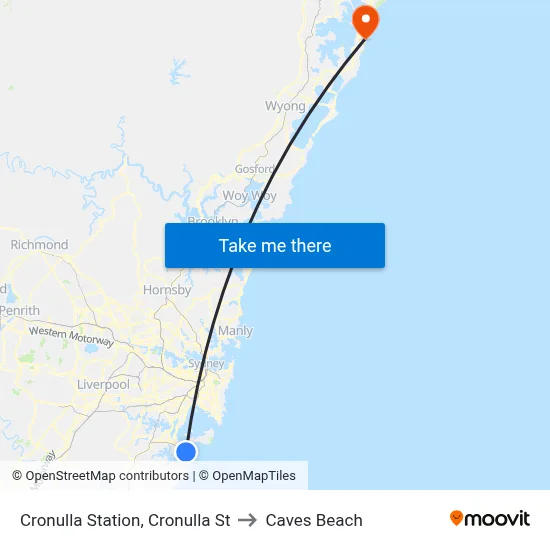 Cronulla Station, Cronulla St to Caves Beach map