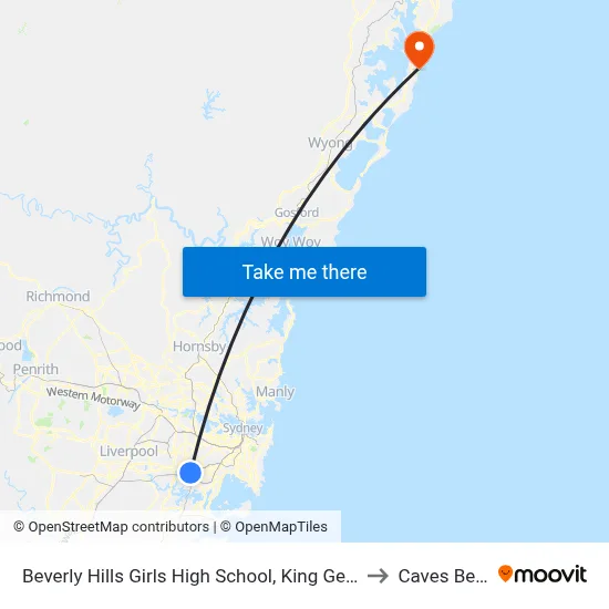 Beverly Hills Girls High School, King Georges Rd to Caves Beach map