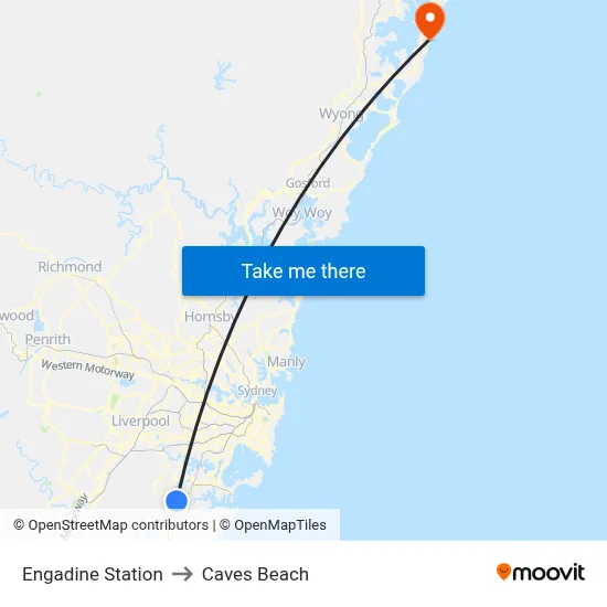 Engadine Station to Caves Beach map