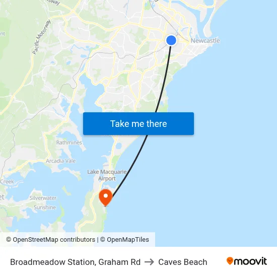 Broadmeadow Station, Graham Rd to Caves Beach map