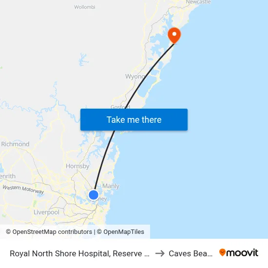 Royal North Shore Hospital, Reserve Rd to Caves Beach map