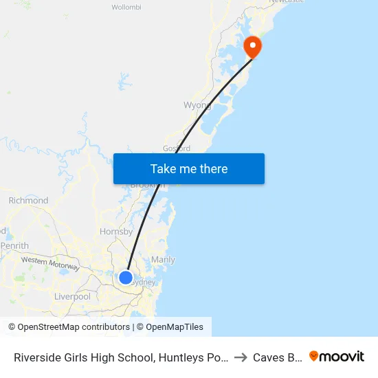 Riverside Girls High School, Huntleys Point Rd, Stand A to Caves Beach map